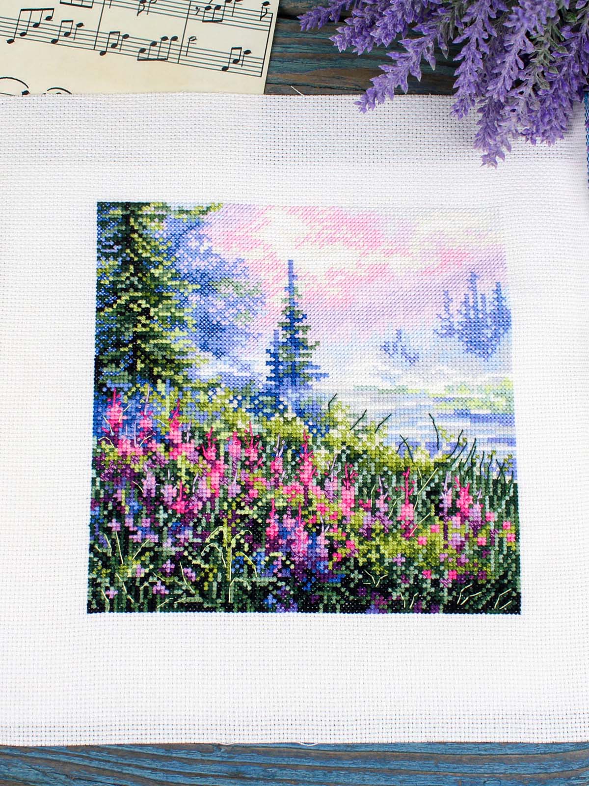 Vista adicional de Kit de punto de cruz MP Studia SNV-976 – Mañana brumosa 16x16 cm