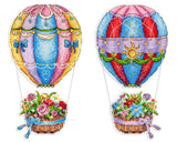 Kit de punto de cruz MP Studia Ramo del cielo SR-1155 con globos aerostáticos decorativos y cestas florales sobre canvas plástica blanca