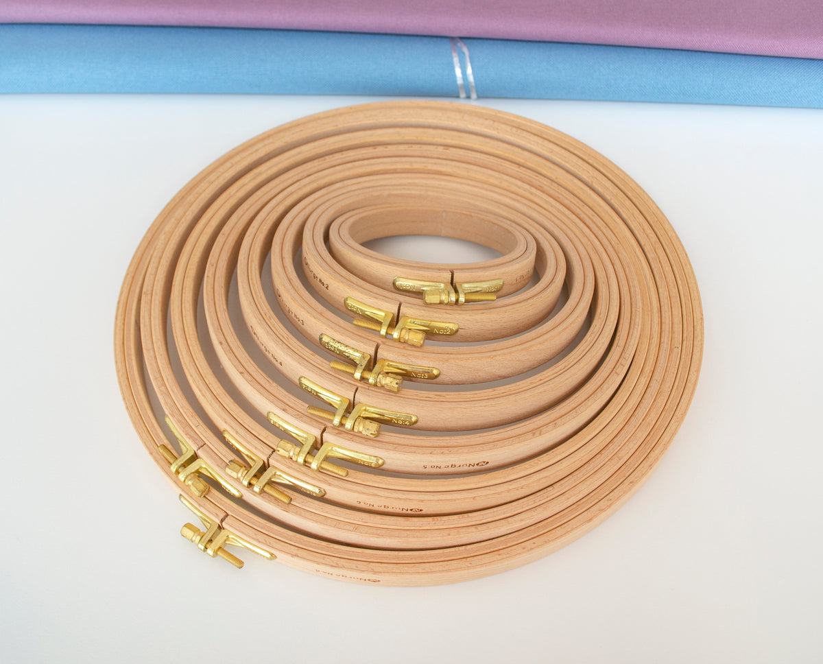 Bastidores circulares de madera Nurge de 16 mm en varios tamaños para bordado