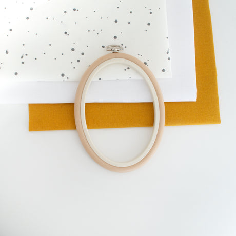 Nurge Oval Flexi Hoop Frame: Your Embroidery Companion in Elegant Beige