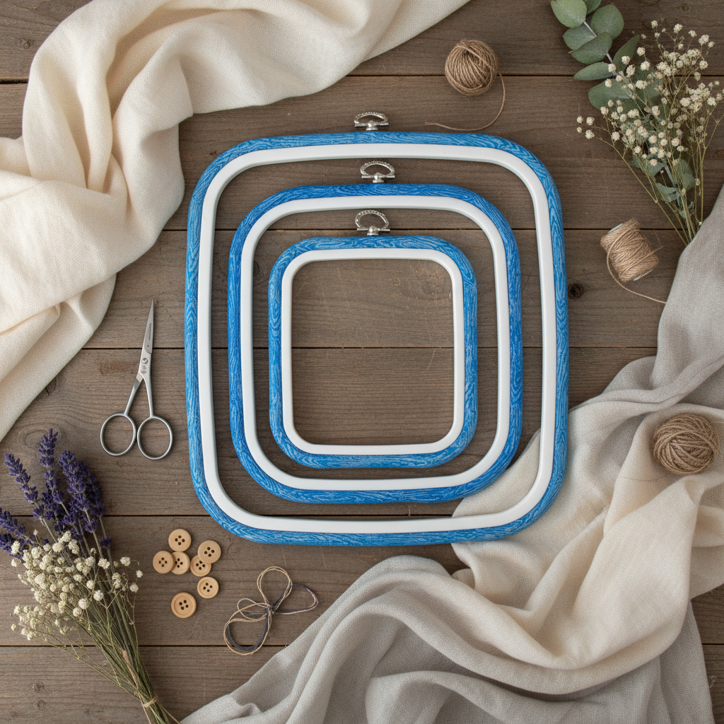 Bastidor-Marco Cuadrado Flexi Hoop de Nurge: Azul Vibrante para Resaltar tus Bordados
