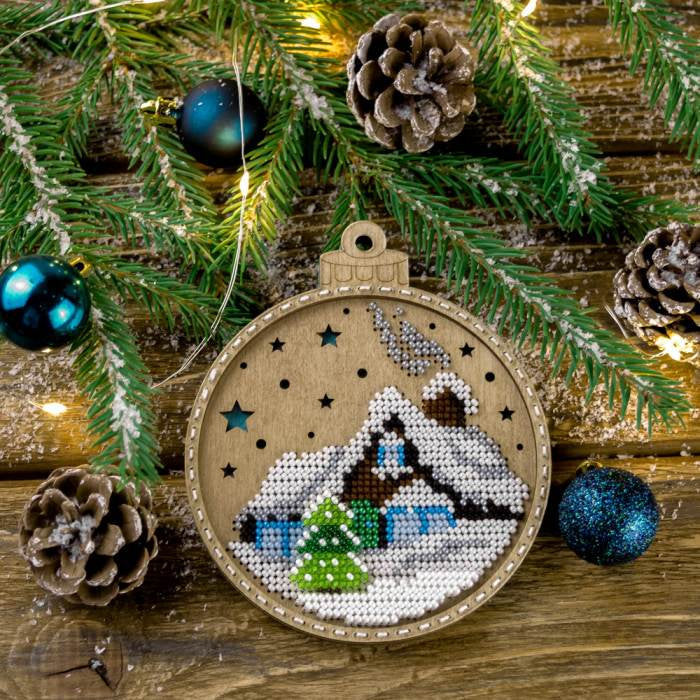 FLK-366 Christmas Ornament - Kit with Beads - Wood