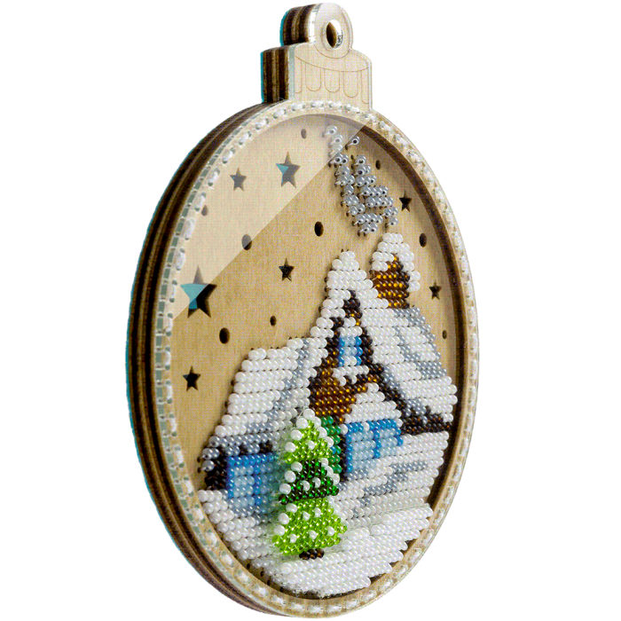 FLK-366 Christmas Ornament - Kit with Beads - Wood