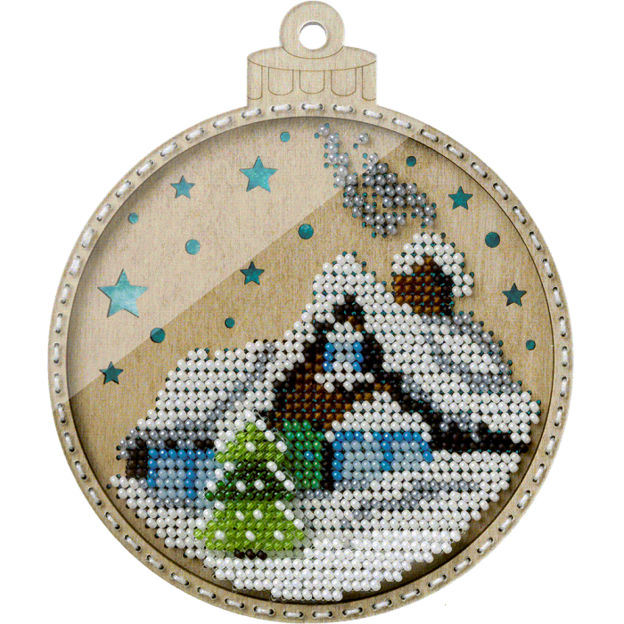 FLK-366 Christmas Ornament - Kit with Beads - Wood