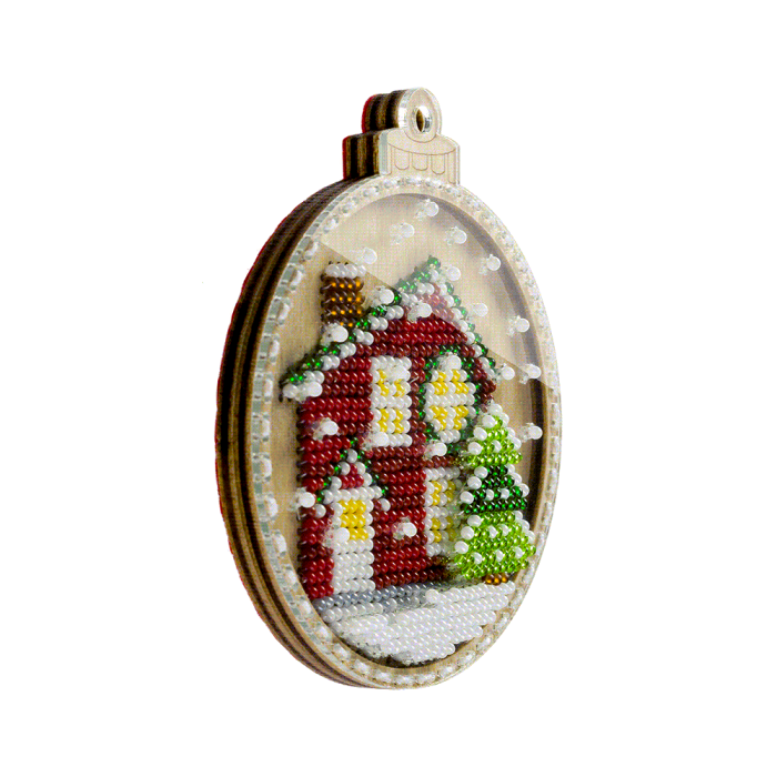 FLK-369 Christmas Ornament - Kit with Beads - Wood