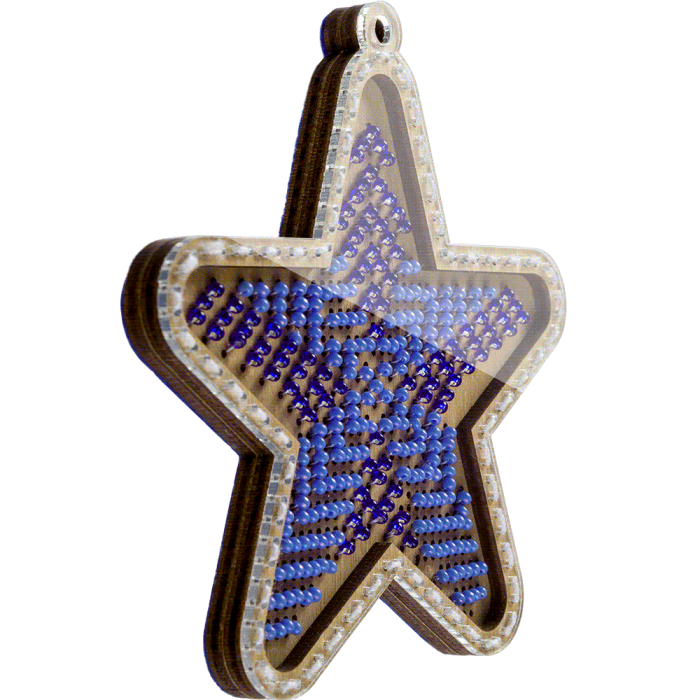 FLK-373 Christmas Ornament - Kit with Beads - Wood