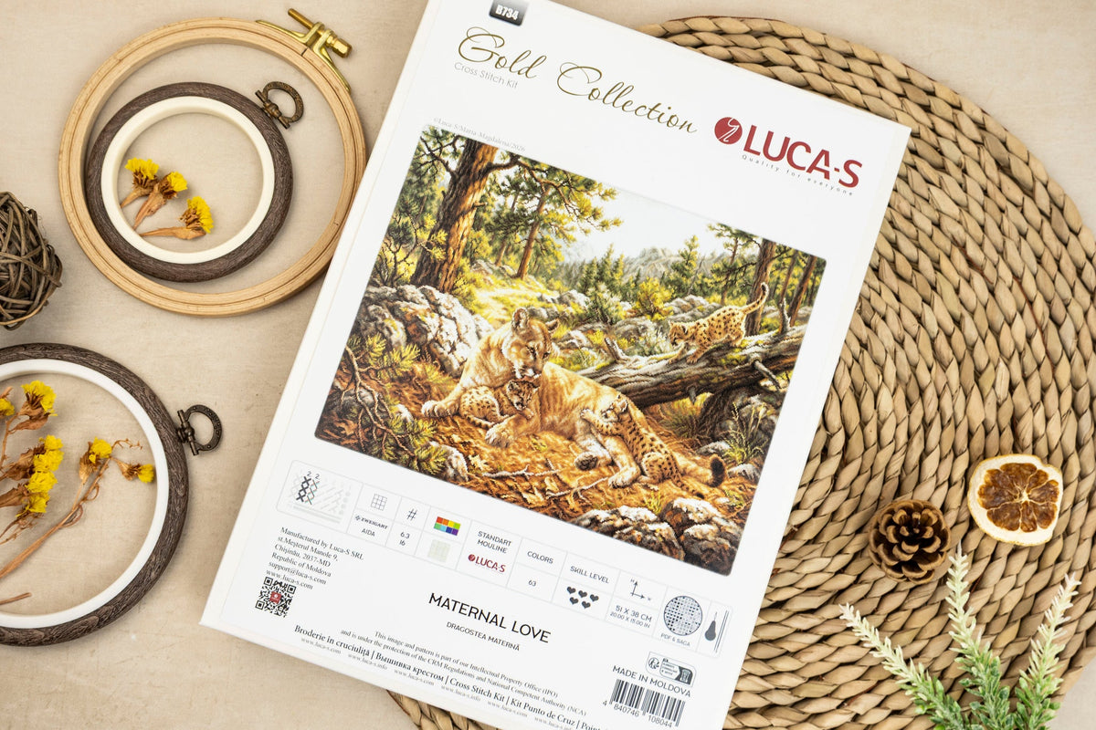 Kit de punto de cruz Luca-S B734 Maternal Love - detalle del bordado