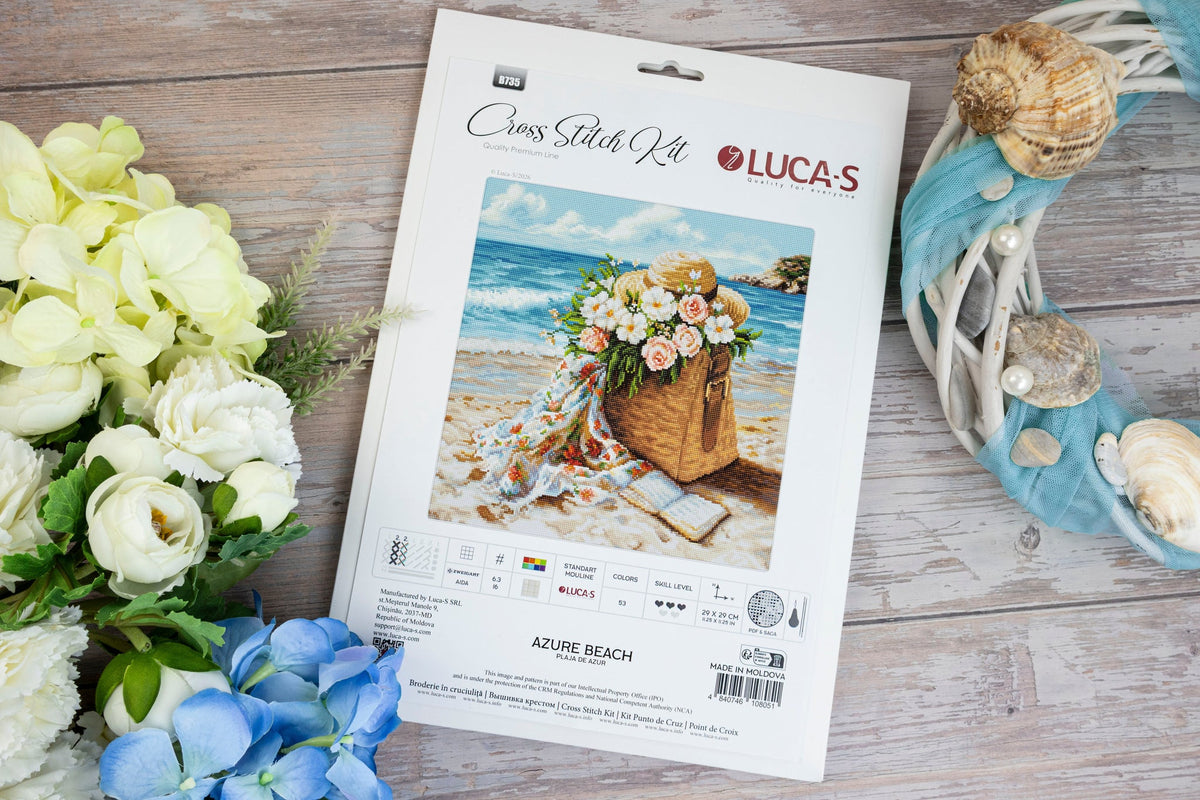 Kit de punto de cruz Luca-S B735 Azure Beach - bordado terminado
