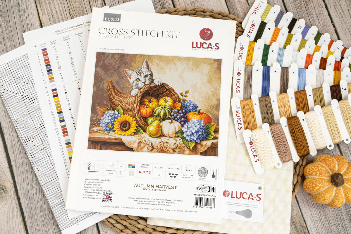 Kit de punto de cruz Luca-S BU5113 Autumn Harvest – contenido y detalles del kit (3)