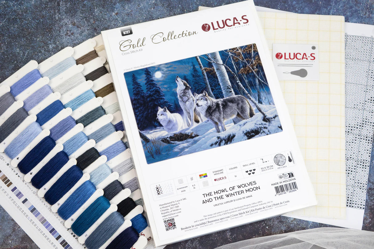 Luca-S GOLD Cross Stitch Kit – The Howling of the Wolves and the Winter Moon B727