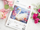 Kit de Punto de Cruz Luca-S “Lovey” BU5110 – Cisne con Flores 35×29 cm