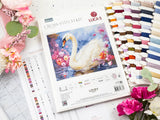 Kit de Punto de Cruz Luca-S “Lovey” BU5110 – Cisne con Flores 35×29 cm