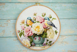 Kit de Punto de Cruz - "Vase with Roses and Birds" de Luca-S, B7038