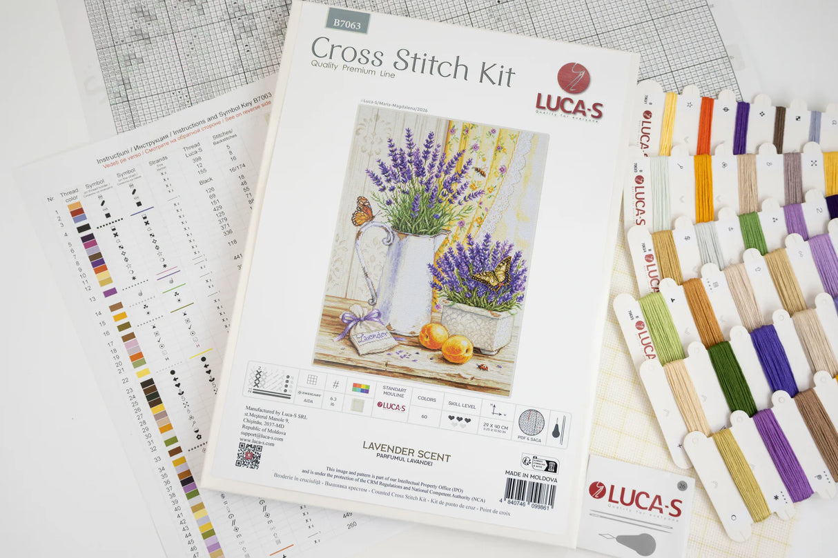 Kit de punto de cruz Luca-S B7063 Lavender Scent – Aroma de Lavanda 29x40 cm