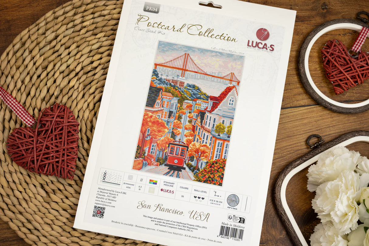 Kit de punto de cruz Luca-S PK04 San Francisco USA 17,5x26 cm