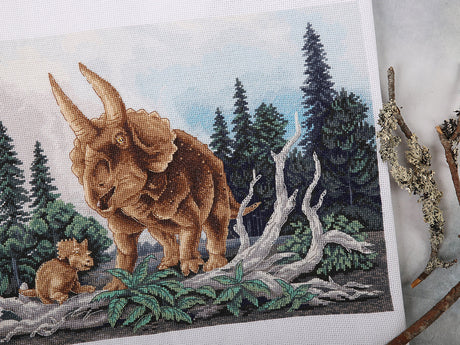Cross Stitch Kit - Triceratops Dinosaur - J-7290 Panna Gold