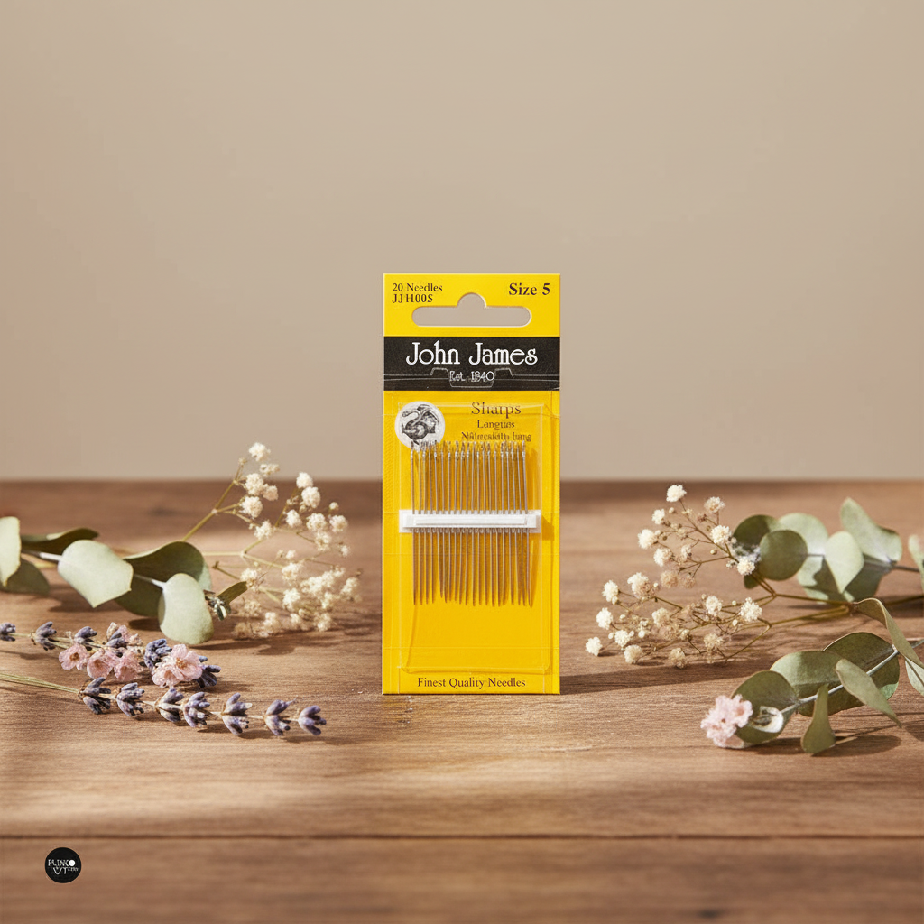 20 Pack de Agujas Largas No. 5 para Coser a Mano - John James JJ11005: La Elección Perfecta para una Costura Eficiente