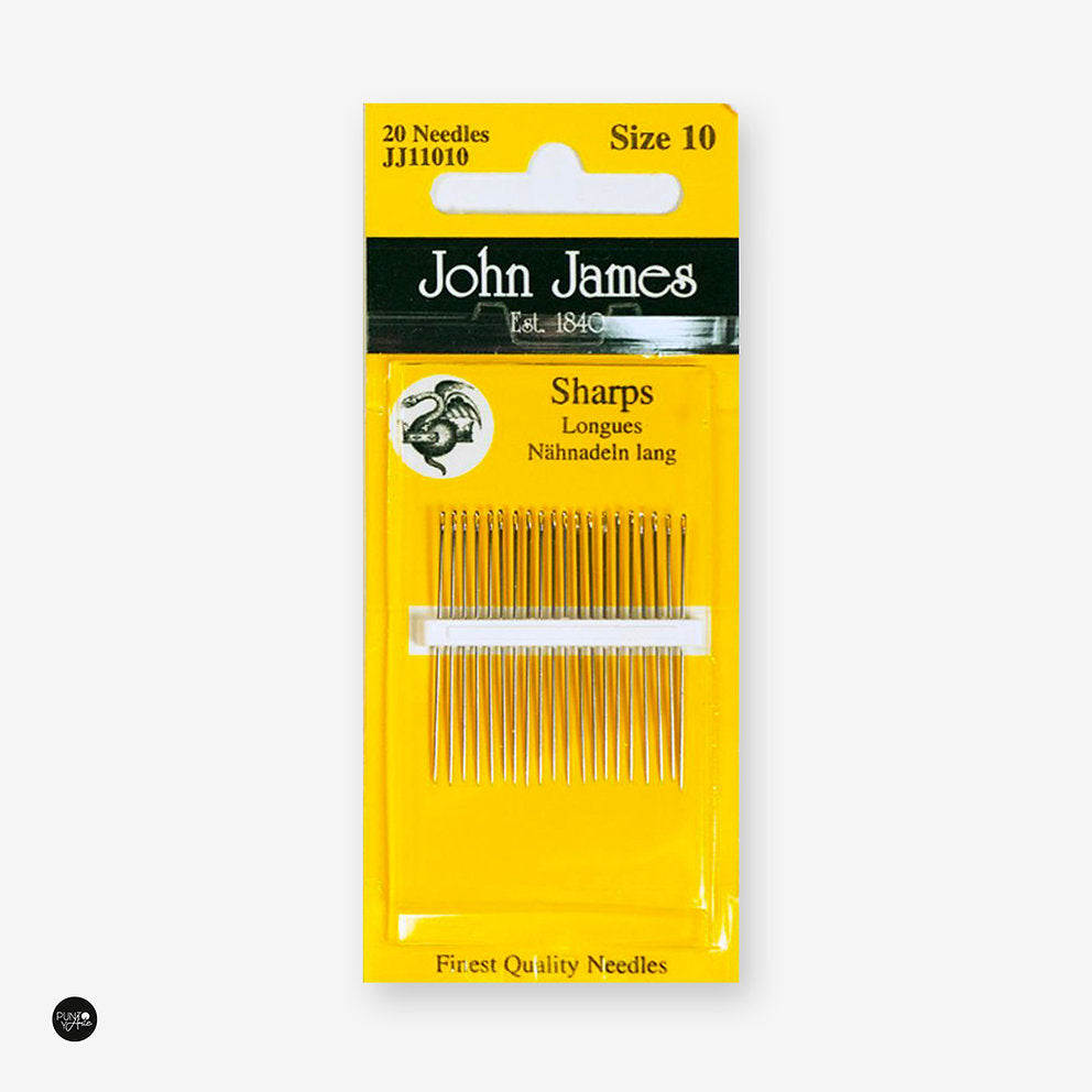 20 Pack of Long No.10 Needles for Hand Sewing - John James JJ11010: The Essential Tool for Your Hand Sewing Projects