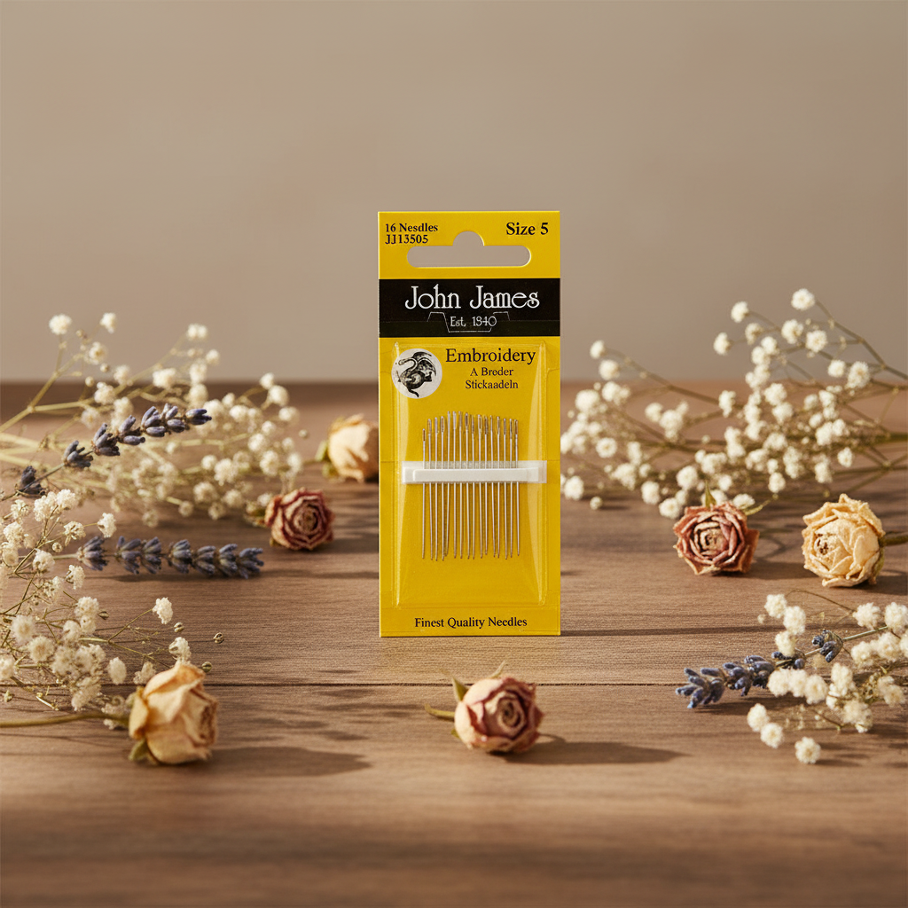 Agujas de bordar sobre tejidos gruesos Nr.5 - John James JJ13505: La Excelencia en el Bordado de Telas Pesadas