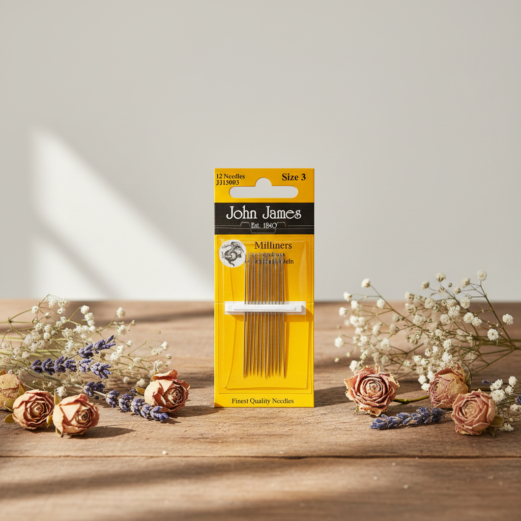 Agujas Milliners / Straws N°3 - John James JJ15003E: Herramientas Esenciales para Proyectos Creativos de Sombreros y Costuras de Fantasía