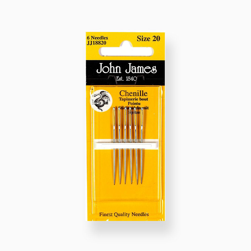 Chenille Needles Nr.20 - John James JJ18820: Essential Tools for Flying Embroidery and Satin Stitch