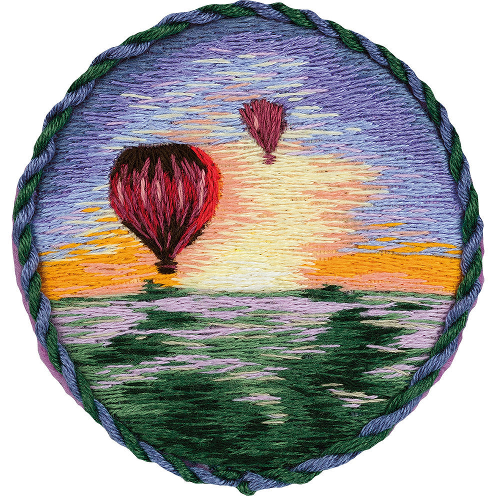 Brosche. Heißluftballons - JK-2185 Panna - Traditionelles Stickset