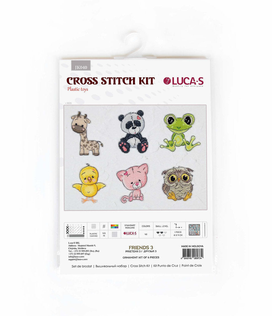 Kit de Punto de Cruz Animalitos Amigos No.3 de Luca-S - JK040