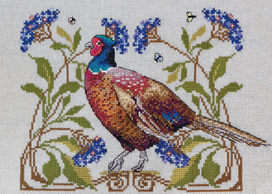 Kit de Punto de Cruz El Faisán | Merejka K-149A | 22x16 cm | Aida Zweigart + Hilos DMC