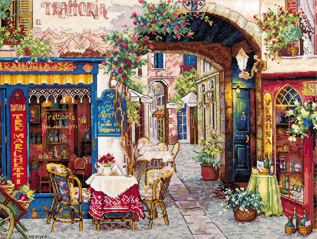 Cross Stitch Kit "Coffee in Verona" by Merejka K-161