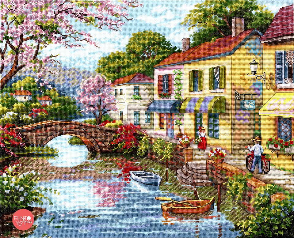 Cross Stitch Kit - Picturesque Village Shops - Merejka K-174