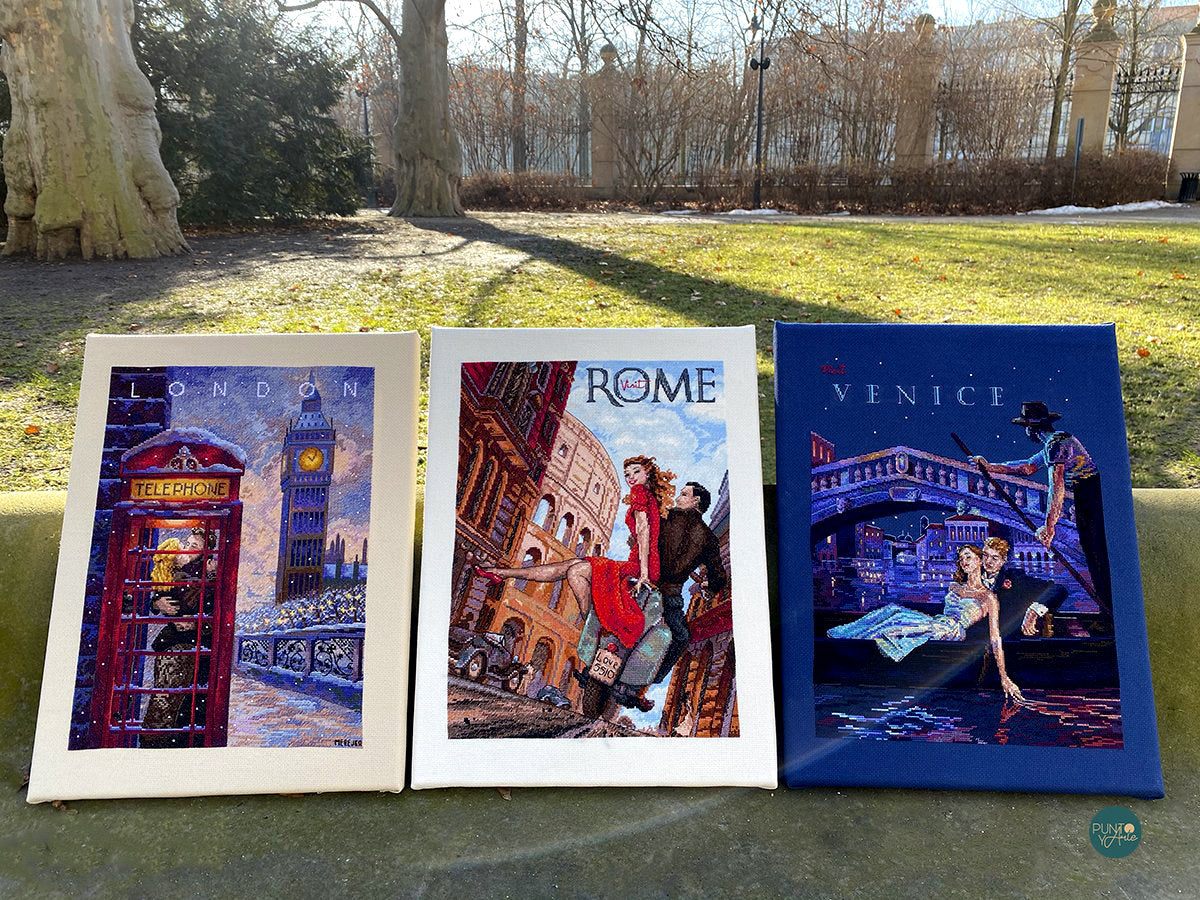 London Cross Stitch Kit | Merejka K-182 | 33x24.5 cm | Aida Cappuccino + DMC Threads