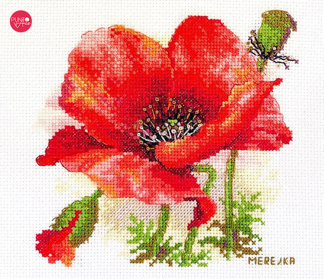 K-187 Red Poppy - Merejka - Cross Stitch Kit