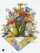 Kit de Punto de Cruz "Té de Flores Silvestres" de Merejka - K-198