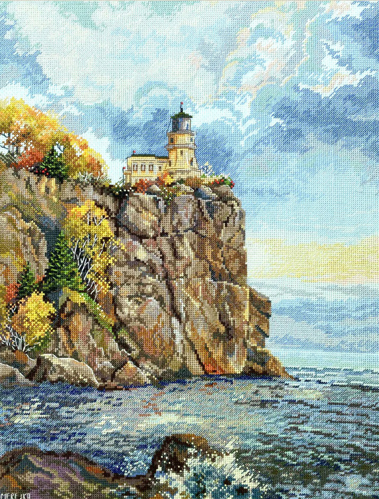 Kit de Punto de Cruz Café Francés | Merejka K-231 | 39x30 cm | Aida Zweigart + Hilos DMC