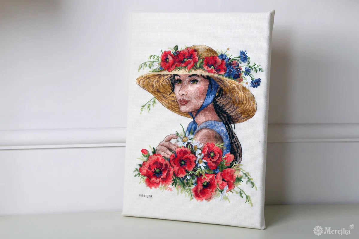 Kit de Punto de Cruz "Sombrero Floral" de Merejka - K-250