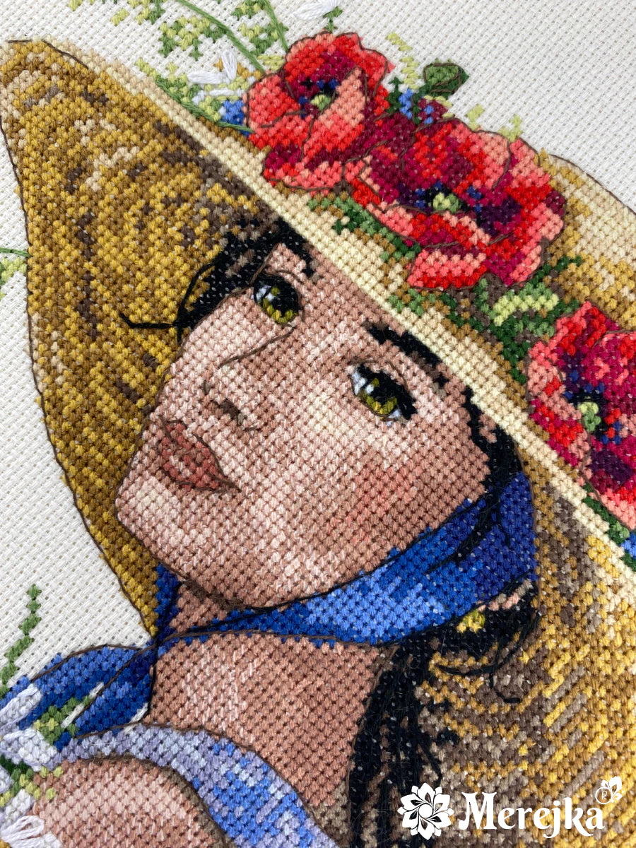 Kit de Punto de Cruz "Sombrero Floral" de Merejka - K-250