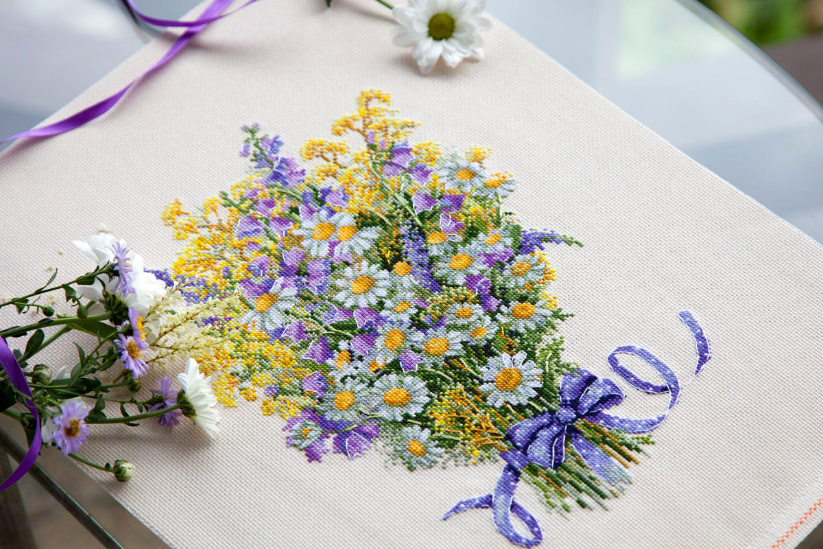 Kreuzstich-Set Sommerblumen | Merejka K-72 | 27x20 cm | Aida 16 ct + DMC-Garn