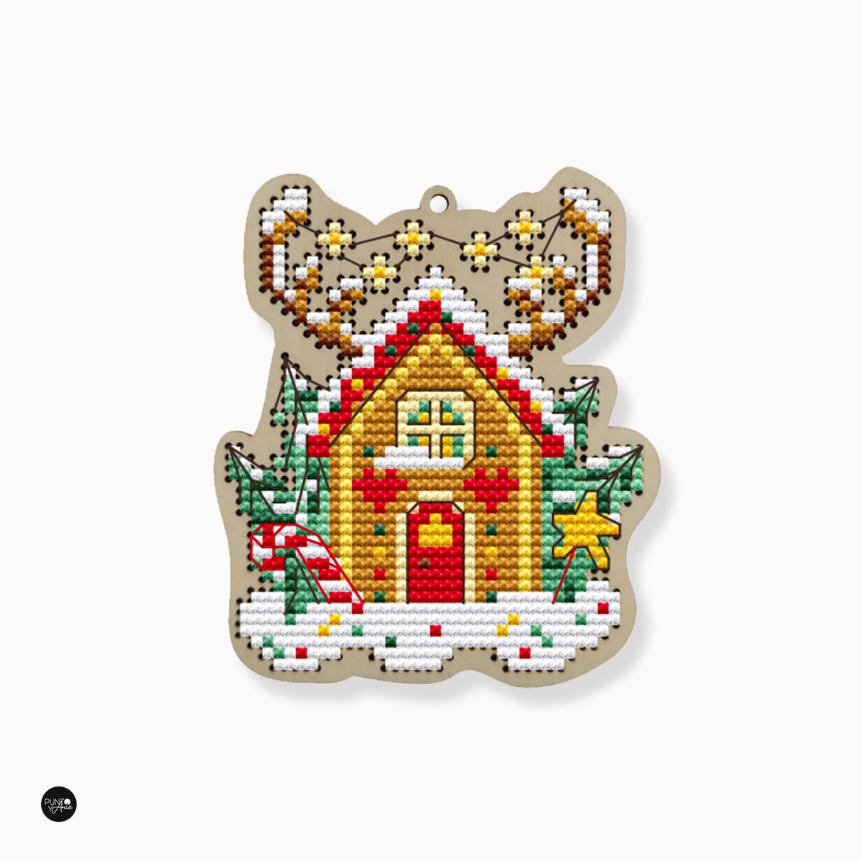 Maison de Noël douillette - Wizardi - Kit de point de croix KF022/90