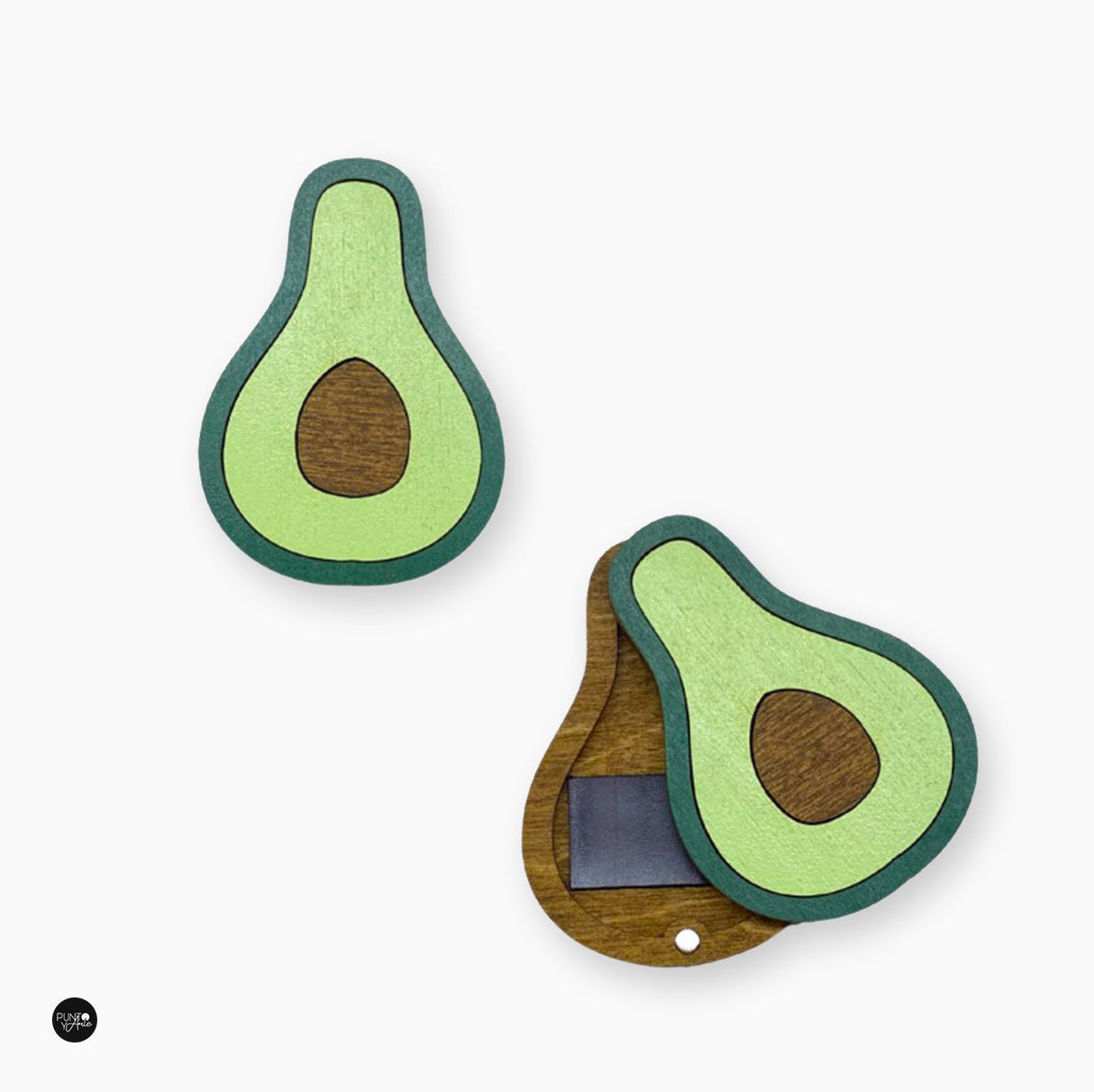 Avocado. Wooden Needle Case with Magnets - Wizardi KF056/20