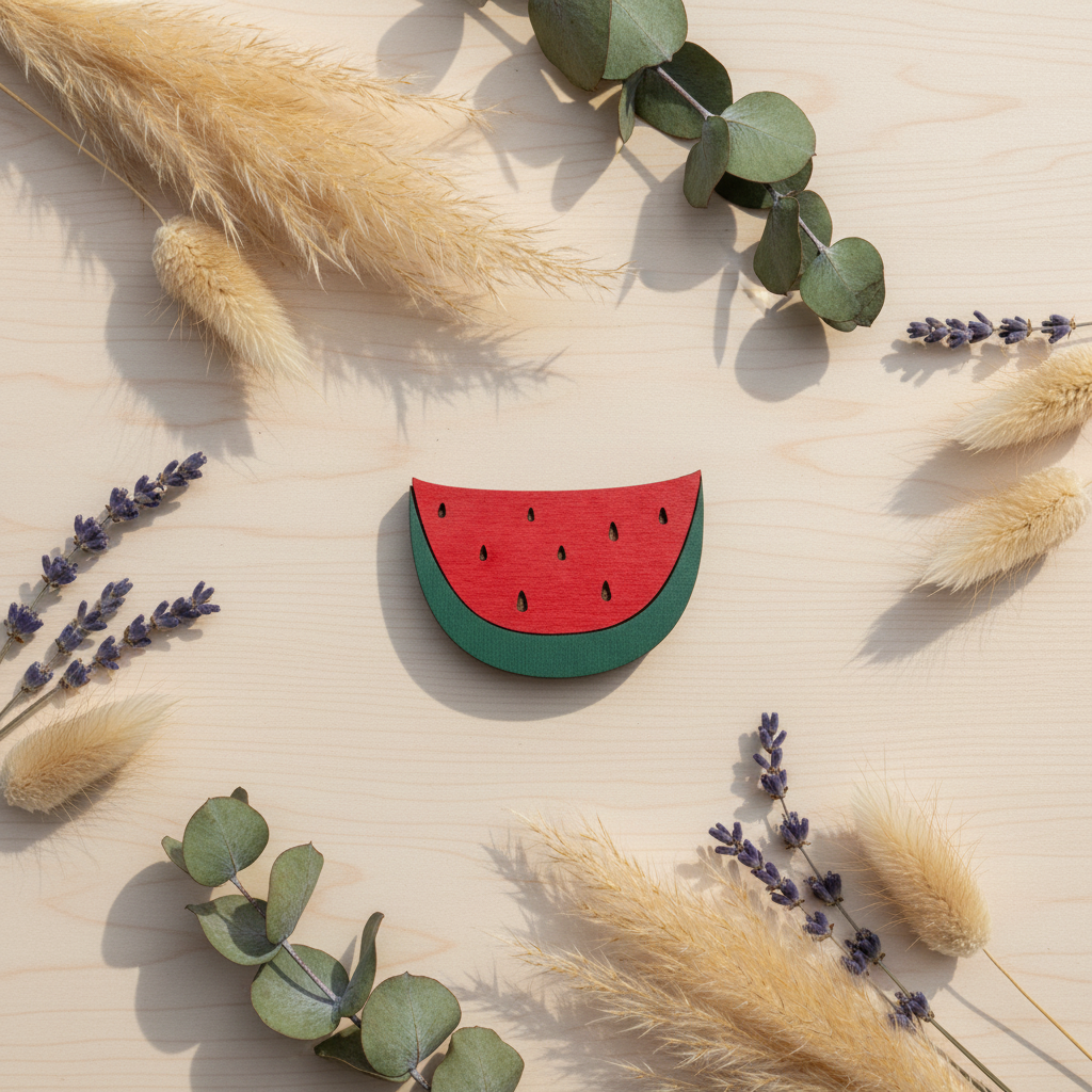 Watermelon. Wooden Needle Case with Magnets - Wizardi KF056/24