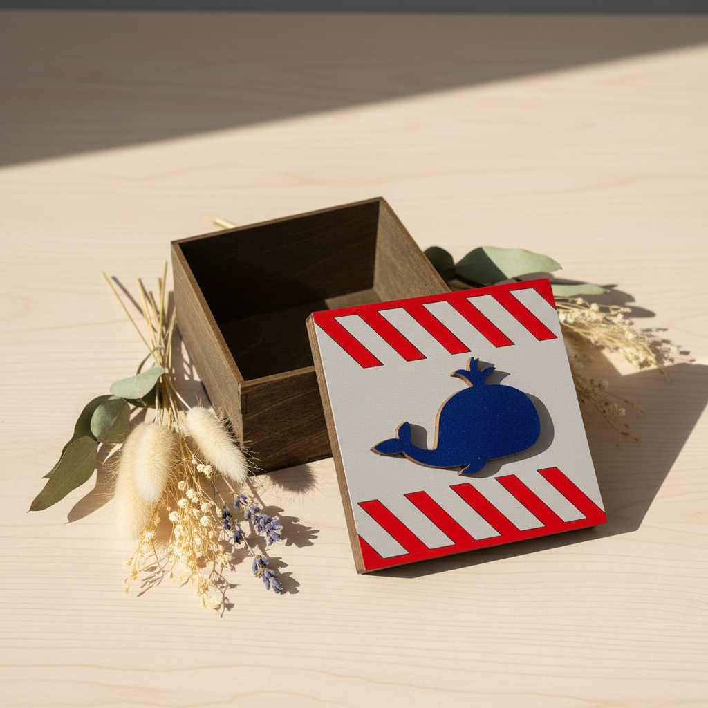 Whale. Wooden Organizer Box - Wizardi KF057/18