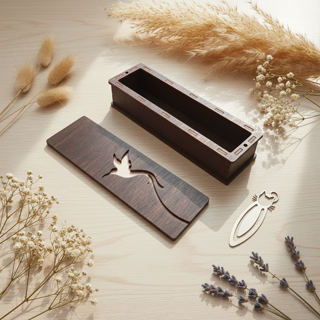 Hummingbird. Wooden Organizer Box - Wizardi KF057/54