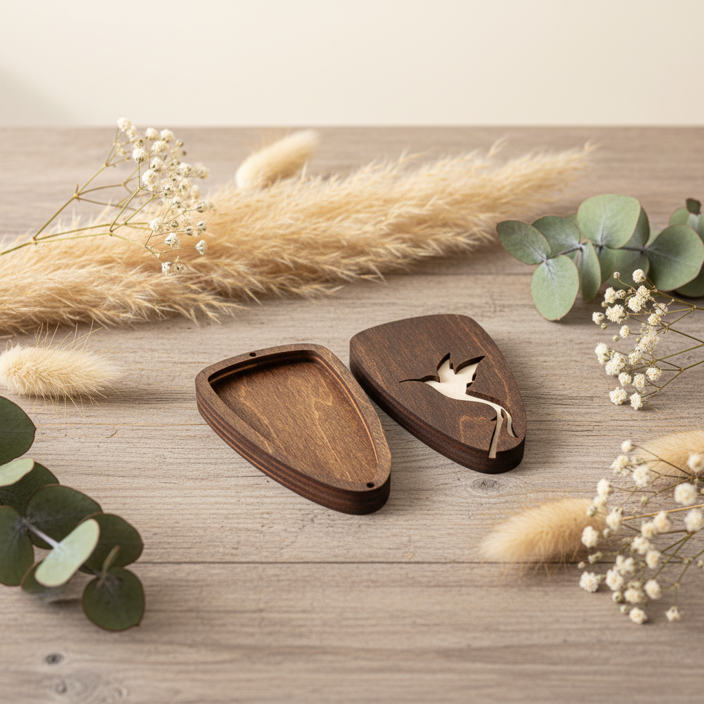 Hummingbird. Wooden Scissors Organizer Box - Wizardi KF058/54