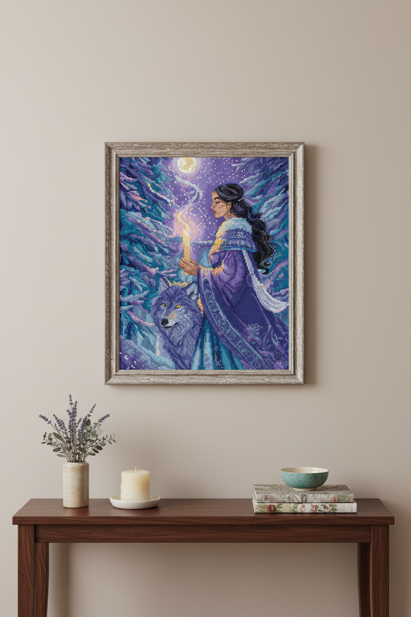 Kit de punto de cruz LetiStitch “Arctic Enchantress” L9973 – Fantasía invernal