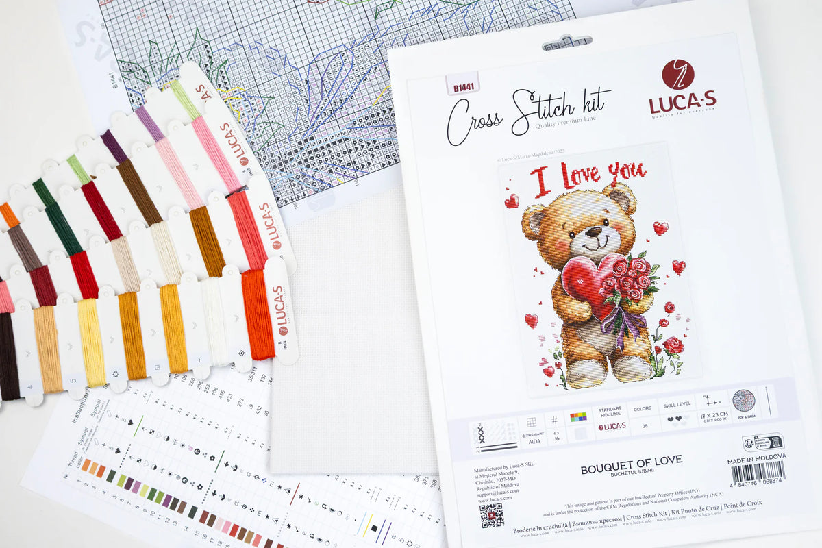 Kit de punto de cruz Luca-S  Ramo de amor B1441 grafico y contenido