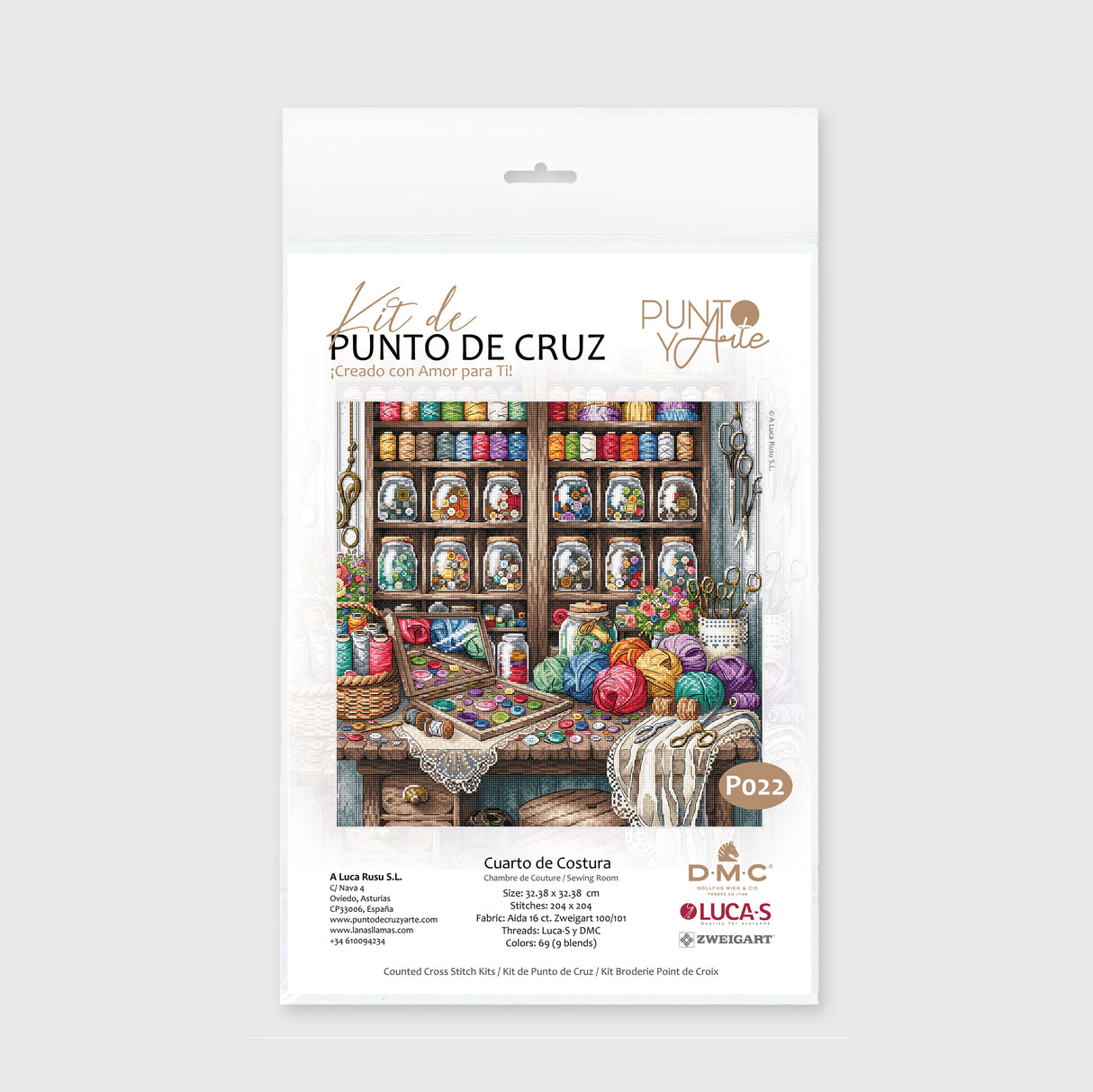 Kit de point de croix « Salle de couture » P022 par Stitch and Art