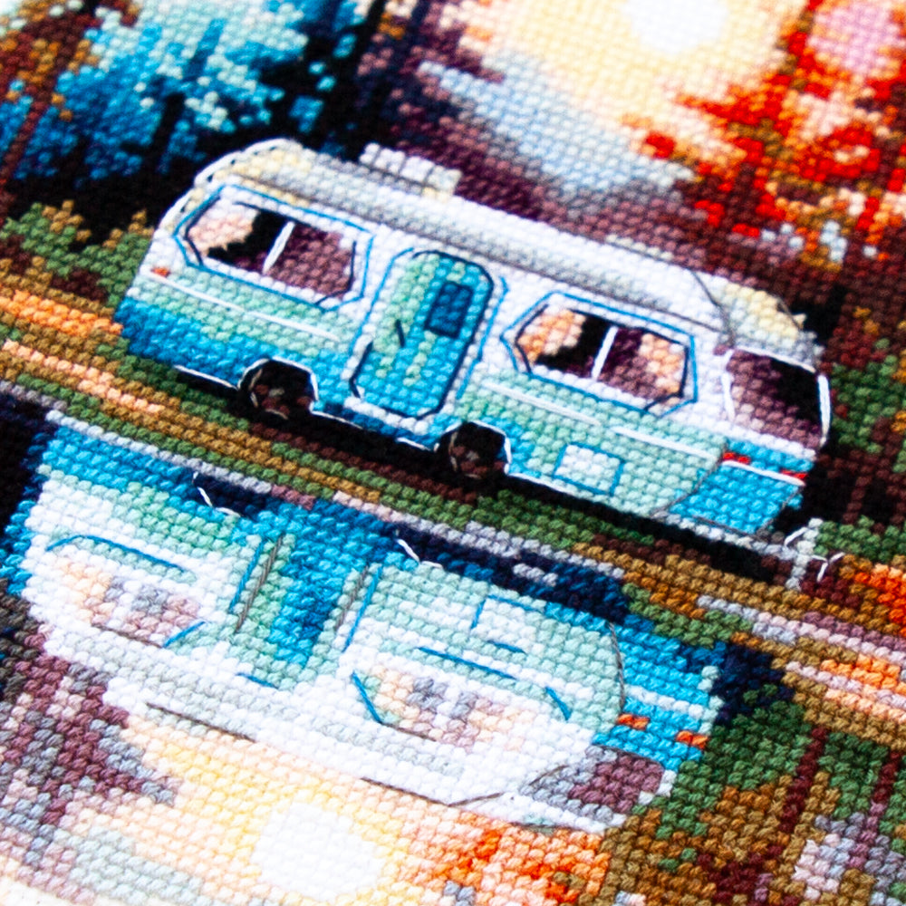 Kit de point de croix 70-11 « Coucher de soleil sur le lac » – Aiguille magique