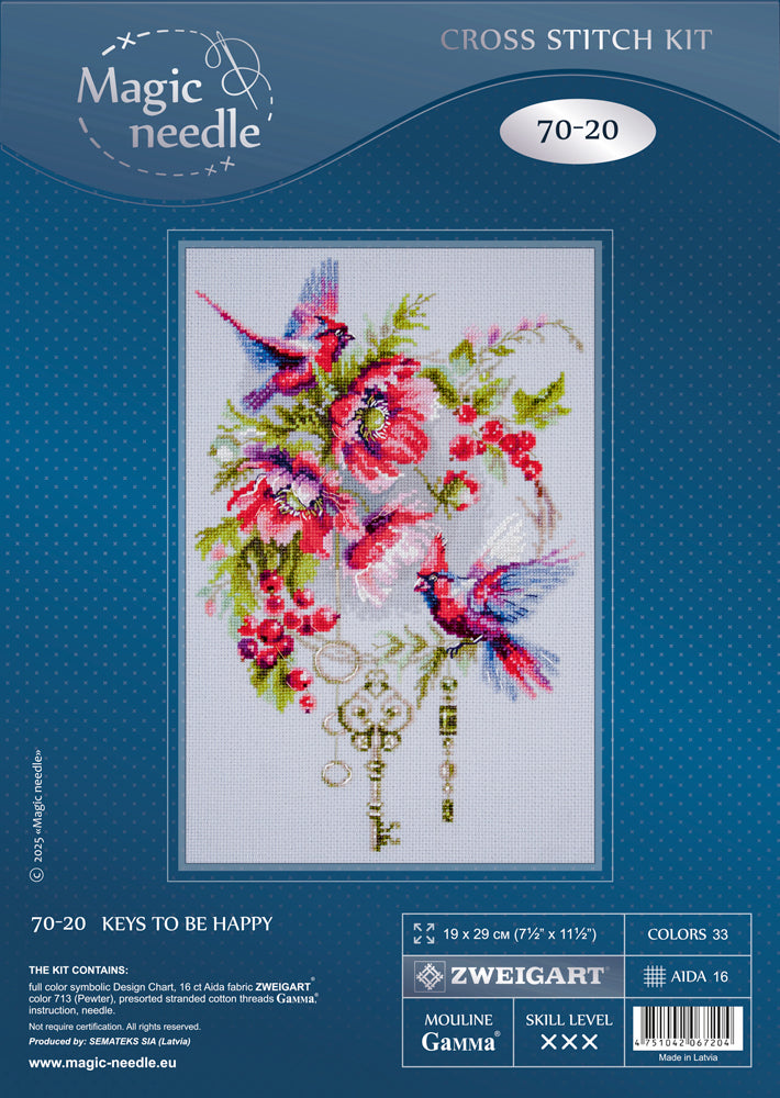 Cross Stitch Kit 70-20 “Keys To Be Happy” – Magic Needle
