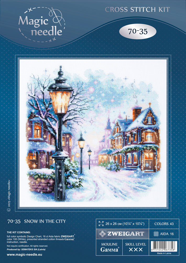 Cross Stitch Kit 70-35 “Snow In The City” – Magic Needle