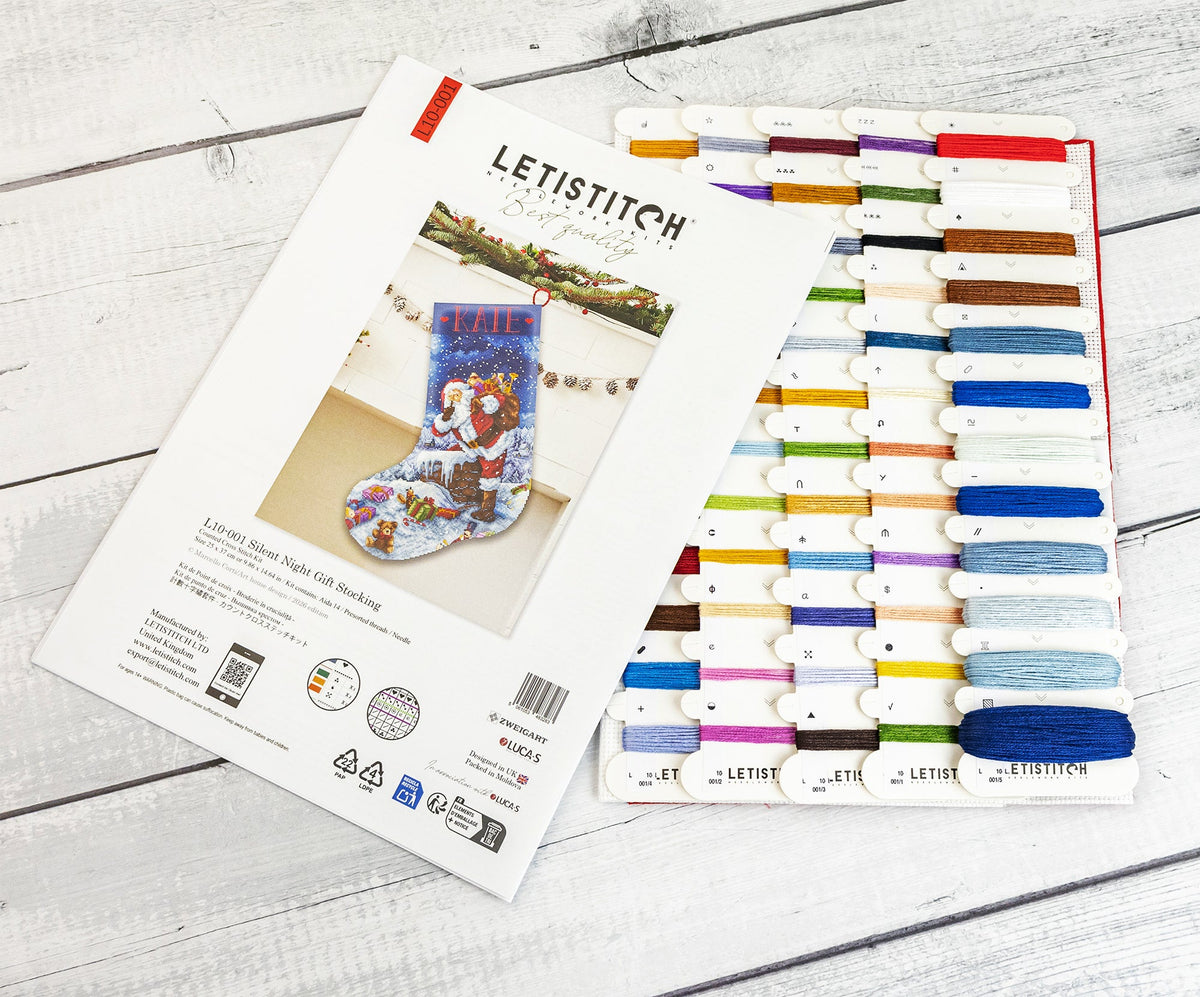 Kit de Punto de Cruz Letistitch L10-001 Silent Night Gift Stocking – contenido y detalles del kit (3)